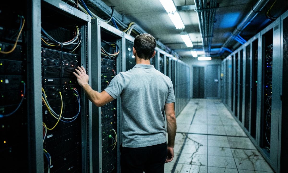 A HOST09 engineer monitoring server performance
